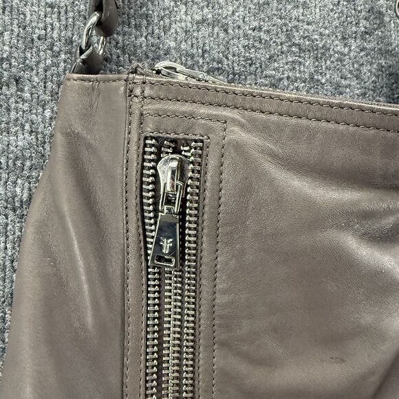 FRYE Soft Leather Bag Lena Gray Hobo Shoulder Handbag Tote Purse Boho Western - Picture 2 of 12